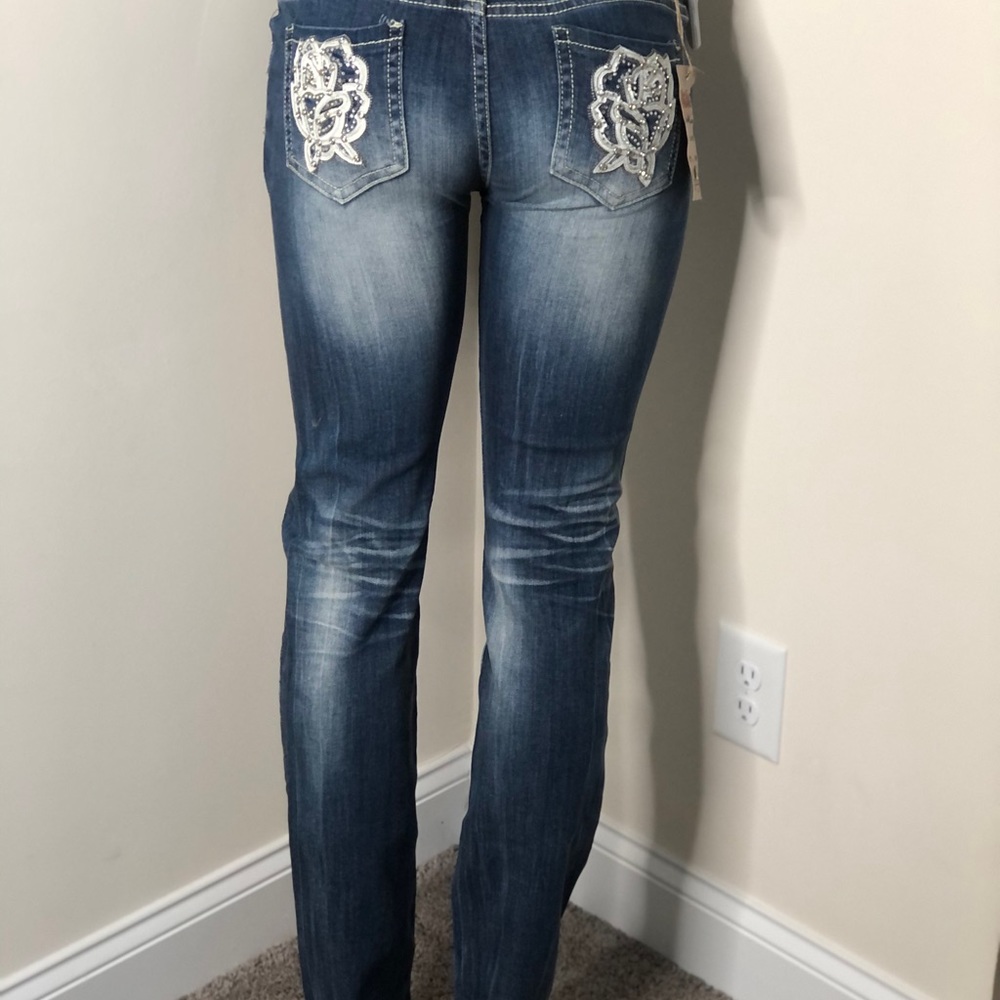 Machine denim bling distressed jeans - Picture 4 of 4
